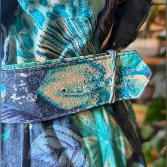 Vintage Blue Tropical Print Women's Dress Size M - Picture 4 of 9